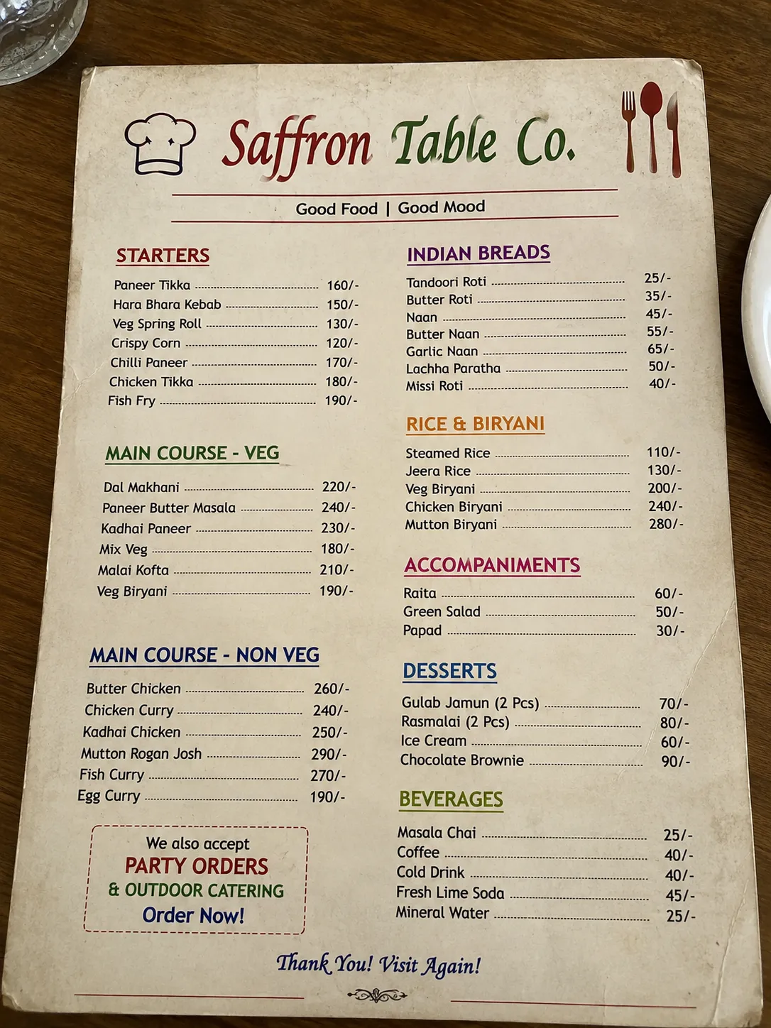 Old Menu Design